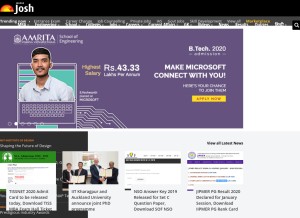 How jagranjosh.com looks like on a tablet such as an iPad.