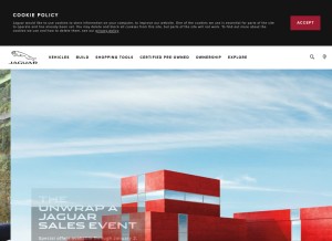 How jaguarusa.com looks like on a tablet such as an iPad.