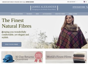How jamesalexanderclothing.co.uk looks like on a tablet such as an iPad.