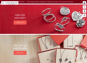 How jamesavery.com looks like on a tablet such as an iPad.