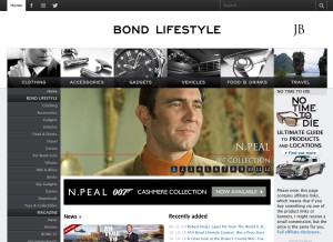 How jamesbondlifestyle.com looks like on a tablet such as an iPad.