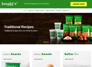 How janakifoods.com looks like on a tablet such as an iPad.