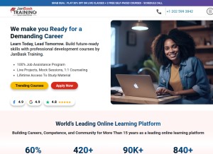 How janbasktraining.com looks like on a tablet such as an iPad.