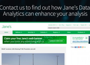 How janes.com looks like on a tablet such as an iPad.