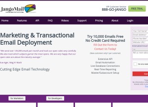 How jangomail.com looks like on a tablet such as an iPad.