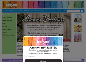 How janlynn.com looks like on a tablet such as an iPad.
