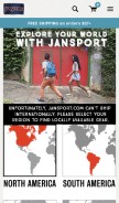 How jansport.com looks like on a mobile device such as an iPhone.