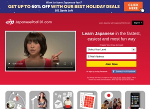 How japanesepod101.com looks like on a tablet such as an iPad.