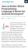 How javatips.net looks like on a mobile device such as an iPhone.