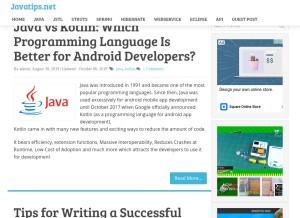 How javatips.net looks like on a tablet such as an iPad.
