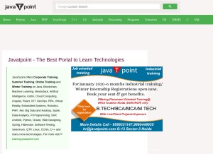How javatpoint.com looks like on a tablet such as an iPad.