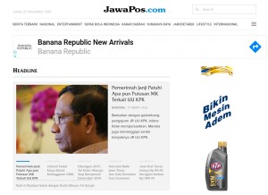 How jawapos.com looks like on a tablet such as an iPad.