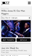 How jazz.org looks like on a mobile device such as an iPhone.