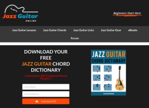 How jazzguitar.be looks like on a tablet such as an iPad.
