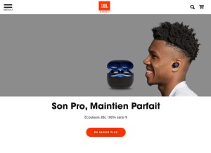 How jbl.com looks like on a tablet such as an iPad.