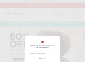 How jcpenneyoptical.com looks like on a tablet such as an iPad.