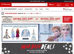 How jcpenny.com looks like on a tablet such as an iPad.
