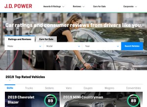 How jdpower.com looks like on a tablet such as an iPad.