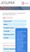 How jdsupra.com looks like on a mobile device such as an iPhone.
