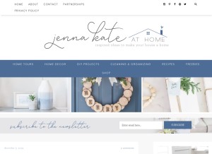 How jennakateathome.com looks like on a tablet such as an iPad.