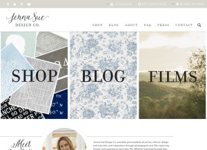 How jennasuedesign.com looks like on a tablet such as an iPad.