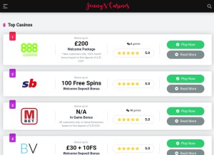 How jennycasino.com looks like on a tablet such as an iPad.