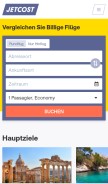 How jetcost.de looks like on a mobile device such as an iPhone.