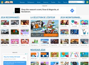 How jeu.fr looks like on a tablet such as an iPad.
