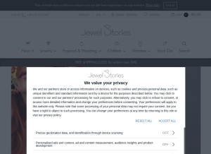 How jewelstories.com looks like on a tablet such as an iPad.