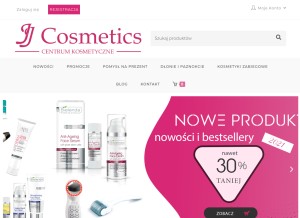 How jjcosmetics.pl looks like on a tablet such as an iPad.