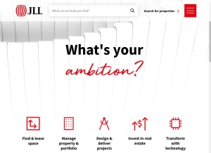 How jll.com looks like on a tablet such as an iPad.