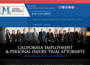 How jmllaw.com looks like on a tablet such as an iPad.