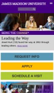 How jmu.edu looks like on a mobile device such as an iPhone.
