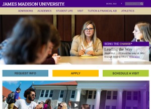 How jmu.edu looks like on a tablet such as an iPad.