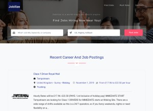 How jobilize.com looks like on a tablet such as an iPad.