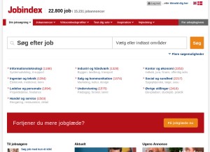 How jobindex.dk looks like on a tablet such as an iPad.