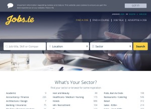 How jobs.ie looks like on a tablet such as an iPad.