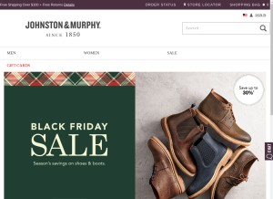 How johnstonmurphy.com looks like on a tablet such as an iPad.