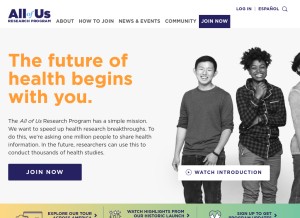 How joinallofus.org looks like on a tablet such as an iPad.