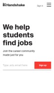 How joinhandshake.com looks like on a mobile device such as an iPhone.