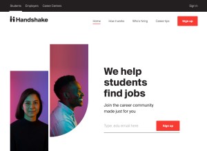 How joinhandshake.com looks like on a tablet such as an iPad.