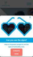 How joinonelove.org looks like on a mobile device such as an iPhone.