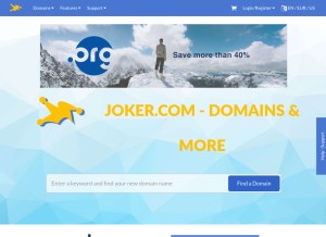How joker.com looks like on a tablet such as an iPad.
