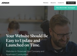 How jonahdigital.com looks like on a tablet such as an iPad.