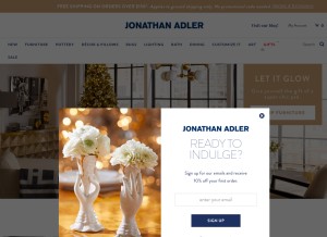 How jonathanadler.com looks like on a tablet such as an iPad.