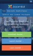 How joomla.org looks like on a mobile device such as an iPhone.