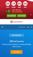 How joomlashine.com looks like on a mobile device such as an iPhone.