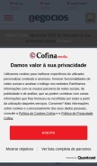How jornaldenegocios.pt looks like on a mobile device such as an iPhone.