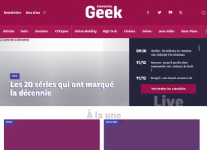 How journaldugeek.com looks like on a tablet such as an iPad.