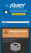How jquery.com looks like on a mobile device such as an iPhone.